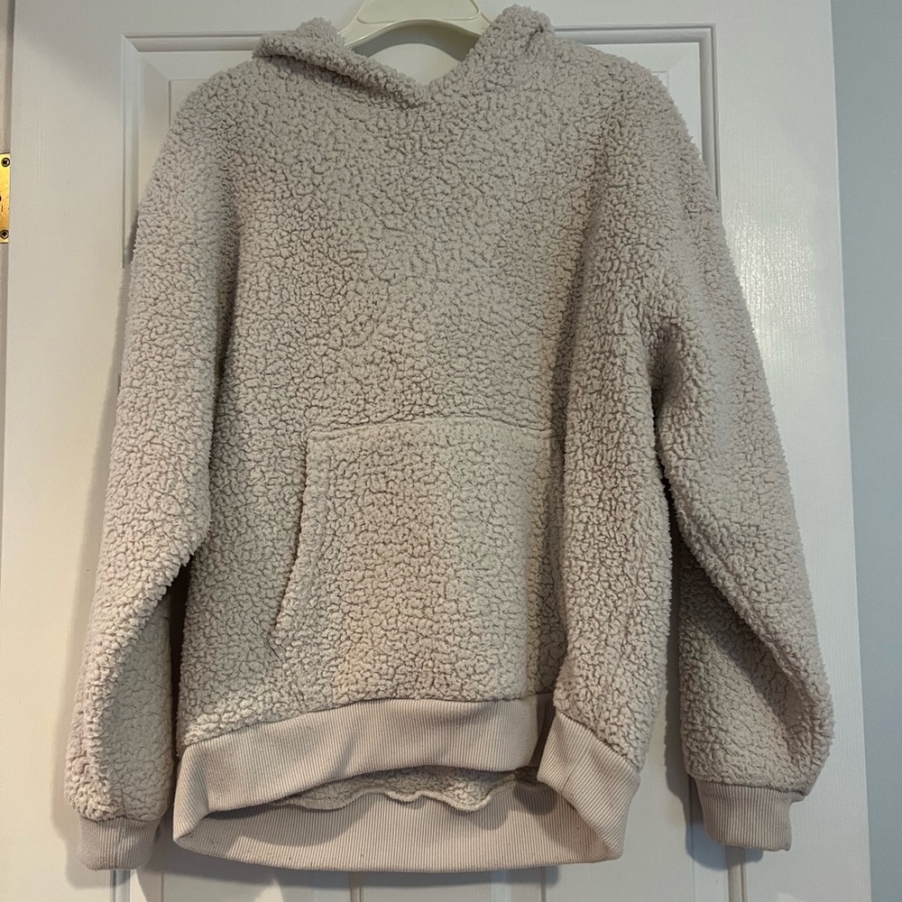 AMERICAN EAGLE Cream Sherpa Hoodie Women’s Size Small